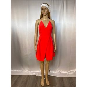 Coral pleated dress